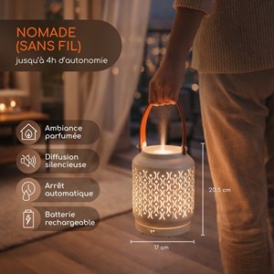Diffuseur lanterne nomade sans fil madrid + 3 he 100% naturelles