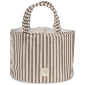 Panier de rangement praliné rayures moka