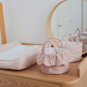 Panier de rangement praliné rayures moka