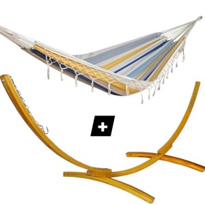 Ensemble support bois avec hamac à franges chic