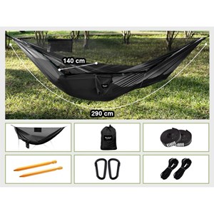 Hamac parachute noir avec moustiquaire