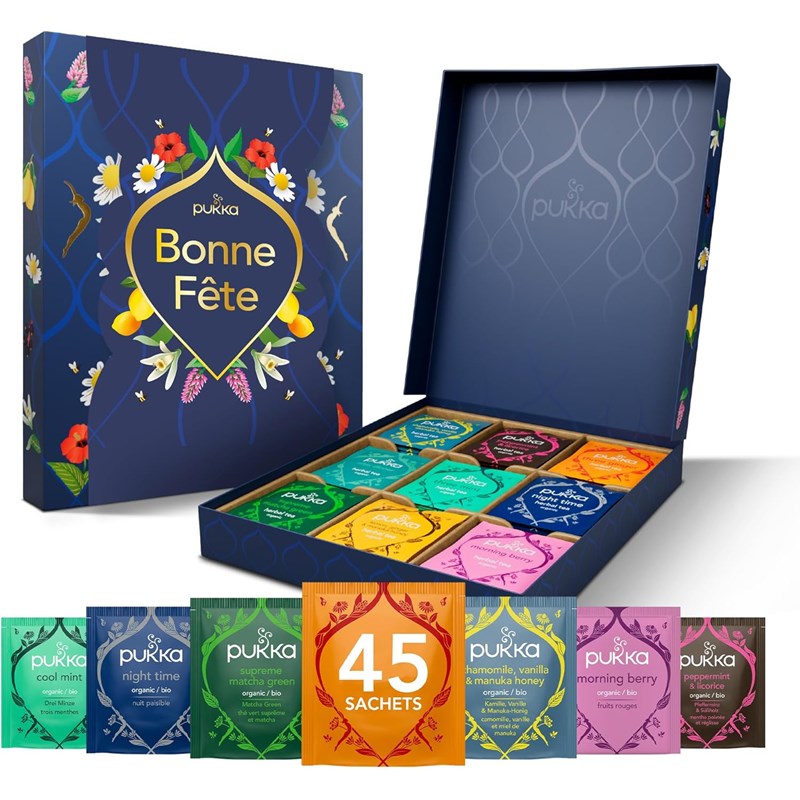 Pukka - Pukka coffret - cadeau fêtes des mères, coffret thé 100% bio 45 sachets