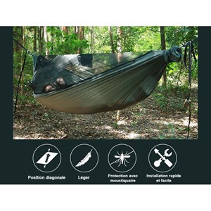 Hamac parachute vert armée avec moustiqu