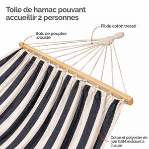 Toile de hamac - blanc cassé et noir