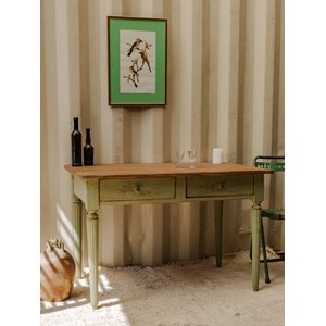 Table à manger en bois vert d'eau n°1351