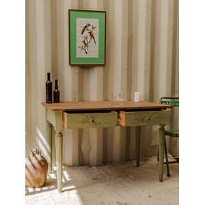 Table à manger en bois vert d'eau n°1351