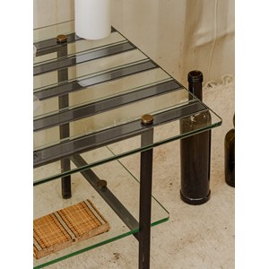 Table basse en verre et métal noir n°972
