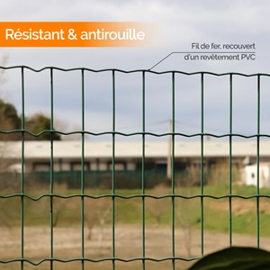 Grillage soudé plastifié - 20 m x 1,5 m