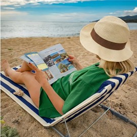 Tapis de plage - rayé blanc et bleu