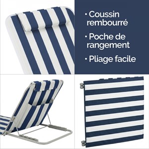 Tapis de plage - rayé blanc et bleu