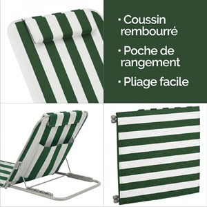 Tapis de plage - rayé blanc et vert