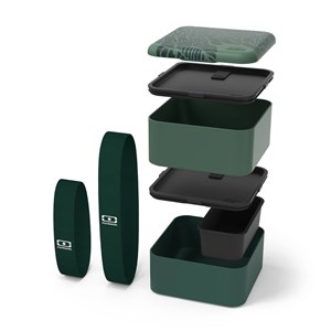 Set repas lunch box carrée jungle et ses accessoires