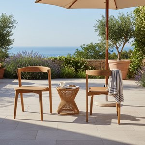 Chaises empilables en teck massif rumba ( lot de 2)