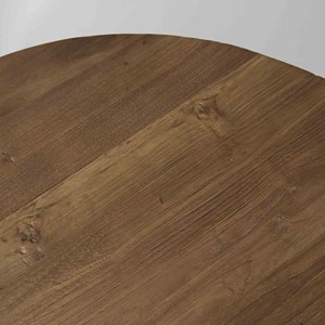 Sixtine - table basse ronde diam90 plateau bois teck recyclé pied noir