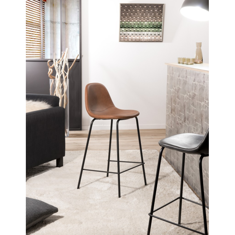 Macabane - Tom - lot de 2 tabourets de bar john marron hauteur d'assise 65cm