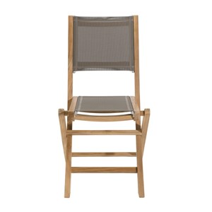Fun - ensemble 2 chaises de jardin pliantes bois teck et textilène gris
