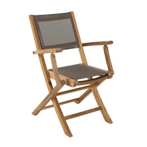 Fun - ensemble de 2 fauteuils jardin pliants bois teck et gris