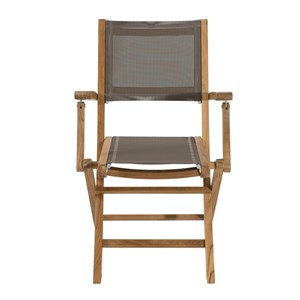 Fun - ensemble de 2 fauteuils jardin pliants bois teck et gris