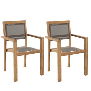 Fun - ensemble de 2 fauteuils jardin bois teck et textilène gris