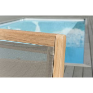 Fun - ensemble de 2 fauteuils jardin bois teck et textilène gris