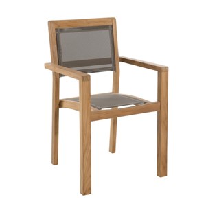Fun - ensemble de 2 fauteuils jardin bois teck et textilène gris
