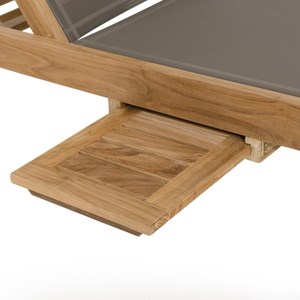 Fun - bain de soleil en bois teck et textilène couleur taupe