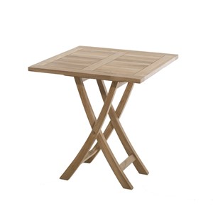 Fun - ensemble de jardin table en bois teck 70 cm et 2 chaises grise