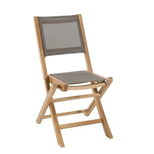 Fun - ensemble de jardin table en bois teck 70 cm et 2 chaises grise