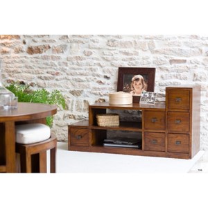 Lauren - meuble tv escalier marron bois mindi