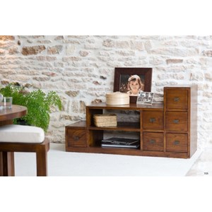 Lauren - meuble tv escalier marron bois mindi