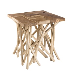 Clara - table d'appoint nature plateau carré en bois de teck 55x55cm