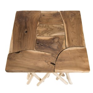 Clara - table d'appoint nature plateau carré en bois de teck 55x55cm