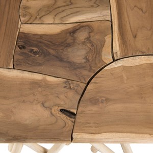 Clara - table d'appoint nature plateau carré en bois de teck 55x55cm