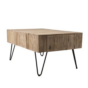 Clara - table basse rectangulaire 2 tiroirs branches bois teck