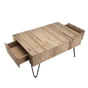 Clara - table basse rectangulaire 2 tiroirs branches bois teck
