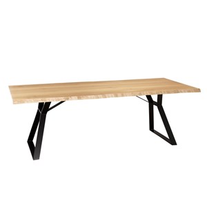 Maxence - table à manger rect. 230x100cm bois chêne pieds métal noir