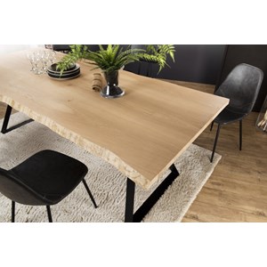 Maxence - table à manger rect. 230x100cm bois chêne pieds métal noir