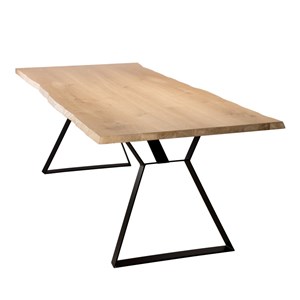 Maxence - table à manger rect. 230x100cm bois chêne pieds métal noir