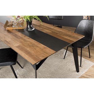 Maxence - table à manger rect. 220x100cm bois teck recyclé, pieds noir