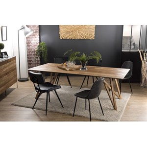 Maxence - table à manger rect. 220x100cm bois teck recyclé pieds teck