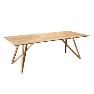 Maxence - table à manger rect. 220x100cm bois teck recyclé pieds teck