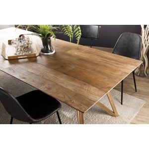 Maxence - table à manger rect. 220x100cm bois teck recyclé pieds teck