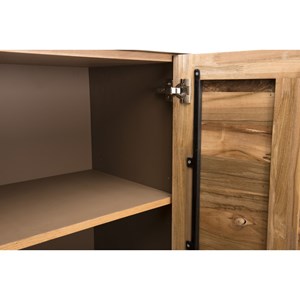 Maxence - buffet naturel et noir 3 portes bois teck recyclé pieds gris