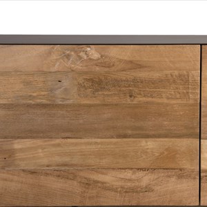 Maxence - meuble tv 2 portes 1 tiroir bois teck recyclé et pieds gris