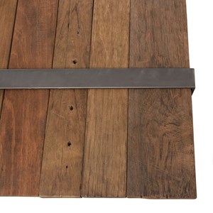 Mathis - table basse multi-planches marron bois cerclée métal gris