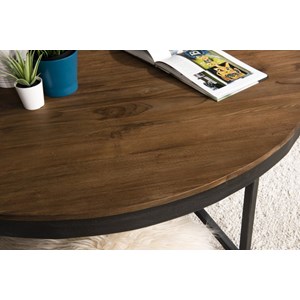 Sixtine - table basse ronde diam110 plateau bois teck recyclé marron