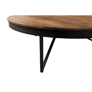 Sixtine - table basse ronde diam110 plateau bois teck recyclé marron