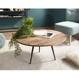 Sixtine - table basse ronde diam 75 bois de teck recyclé marron