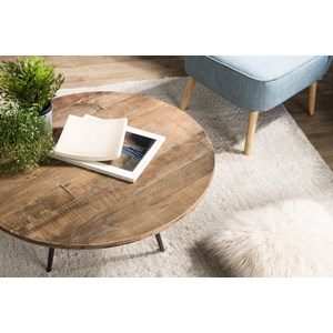 Sixtine - table basse ronde diam 75 bois de teck recyclé marron
