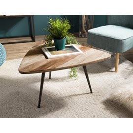 Sixtine - table basse bois ovoïde teck recyclé pieds métal